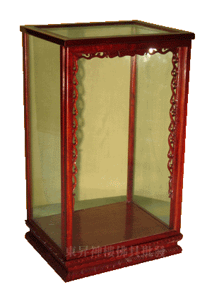 紅梨雕花玻璃箱龕